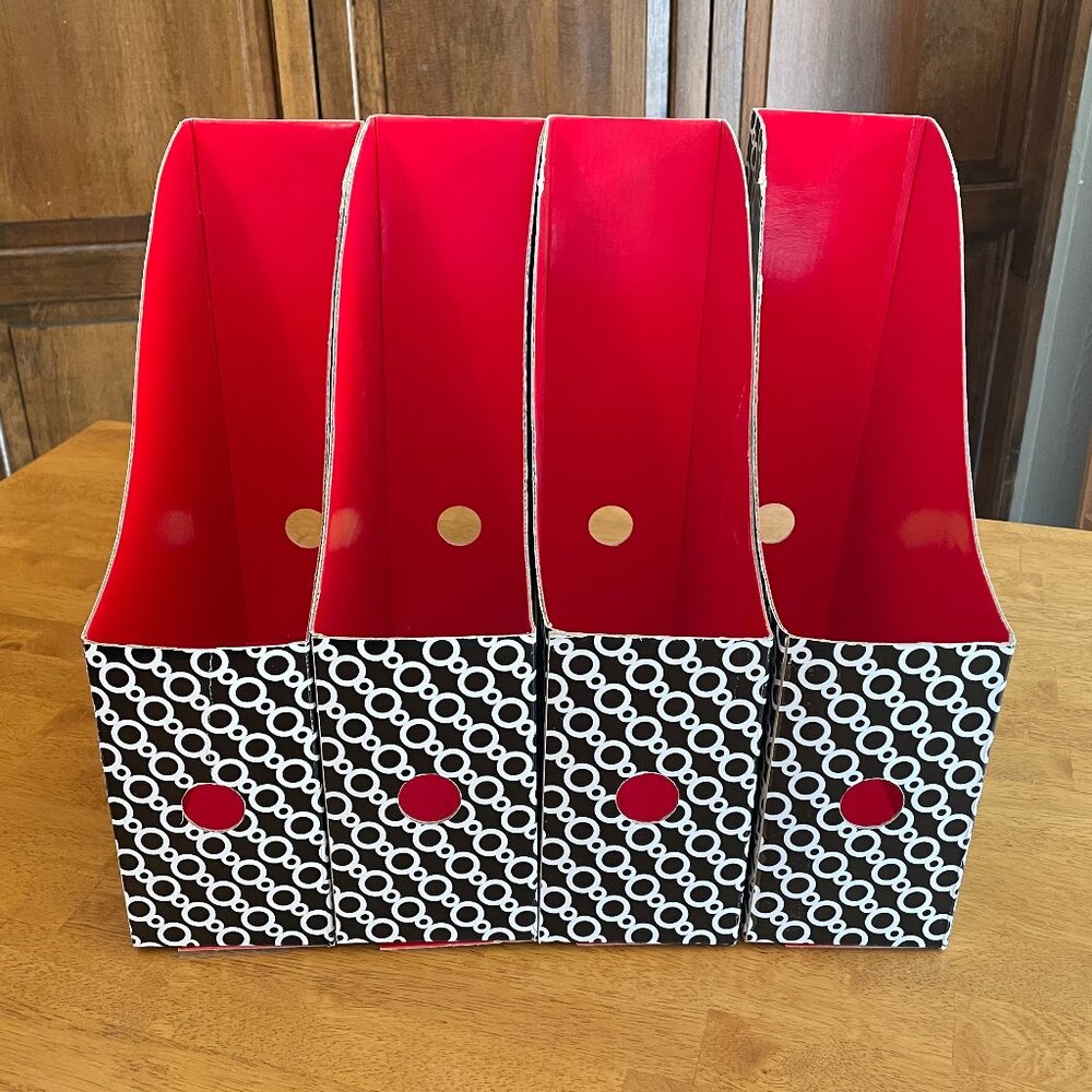 Set of 4 magazine/book/file cardboard holders
